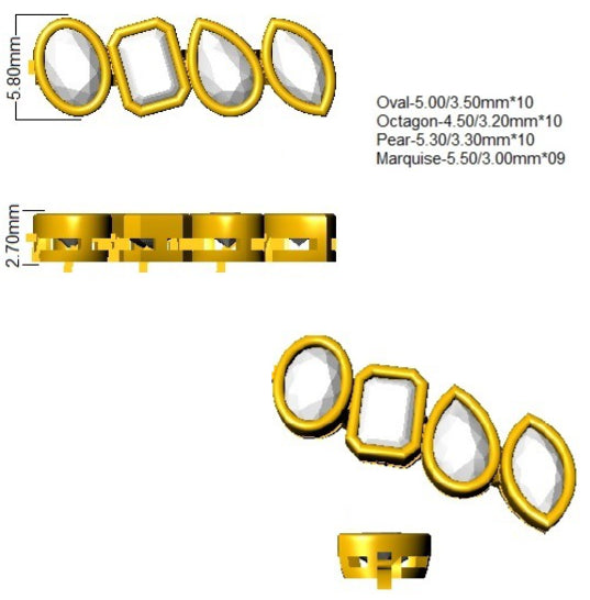 9ct Yellow Gold Emerald Cut and Marquise and Oval and Pear Lab Grown Diamond Bracelet 2