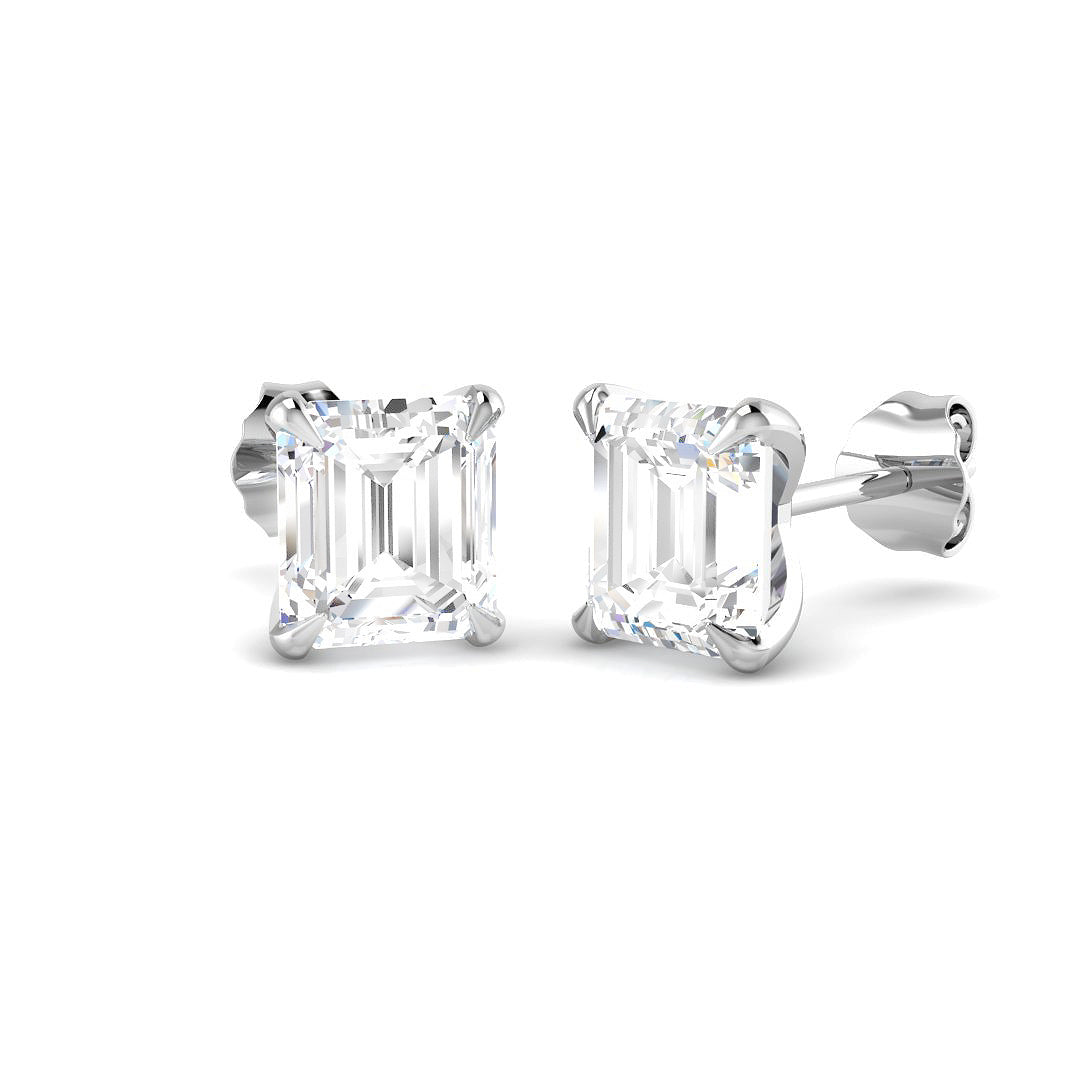 9ct White Gold Radiant Lab Grown Diamond Earrings 1