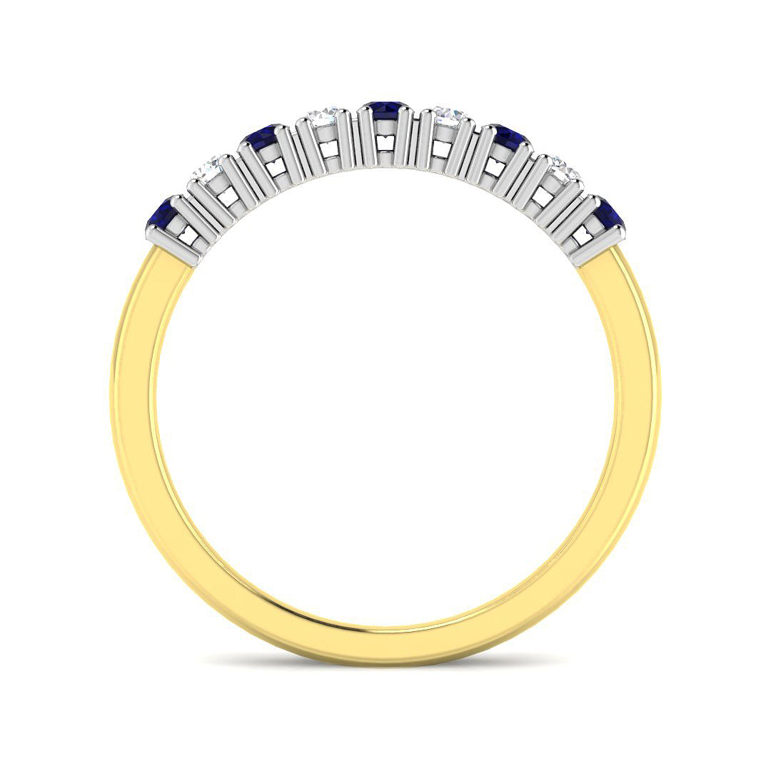 18ct Yellow Gold Round Blue Sapphire and Diamond Ring 2