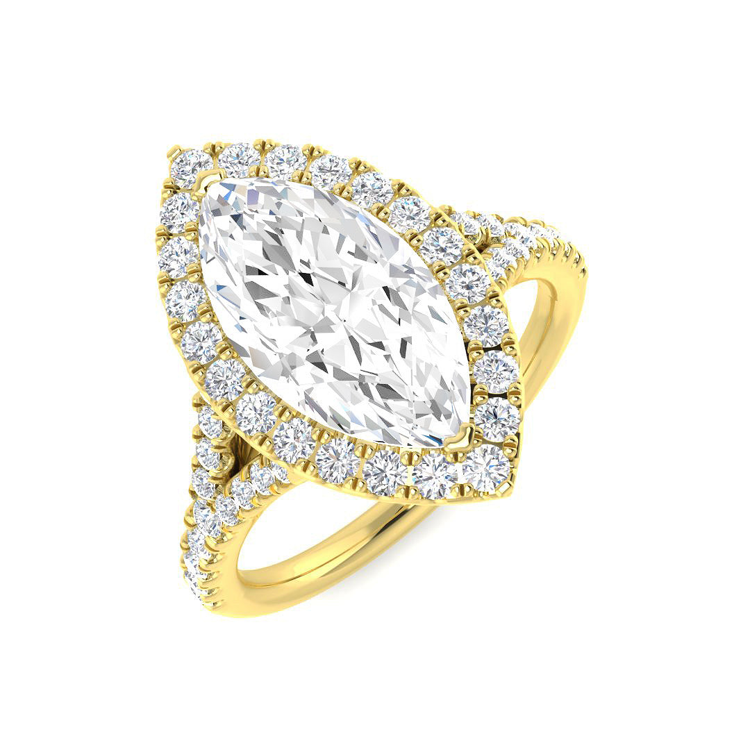 9ct Yellow Gold Marquise Lab Grown Diamond Ring 1