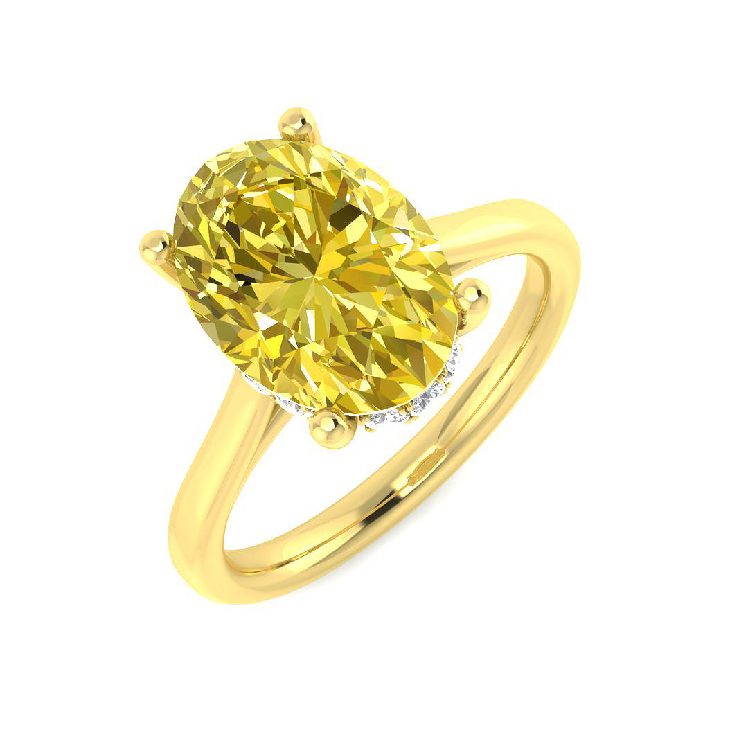 9ct Yellow Gold Oval Lab Grown Diamond and Lab Yellow Diamond Ring 1