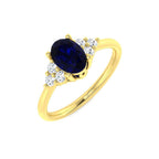 9ct Yellow Gold Oval Blue Sapphire and Diamond Ring 1