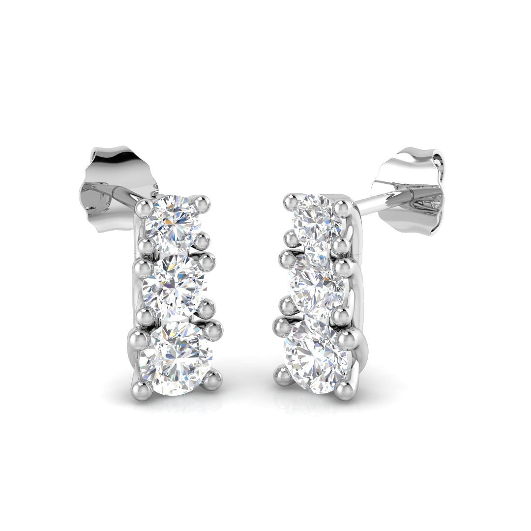 9ct White Gold Round Lab Grown Diamond Earrings 1