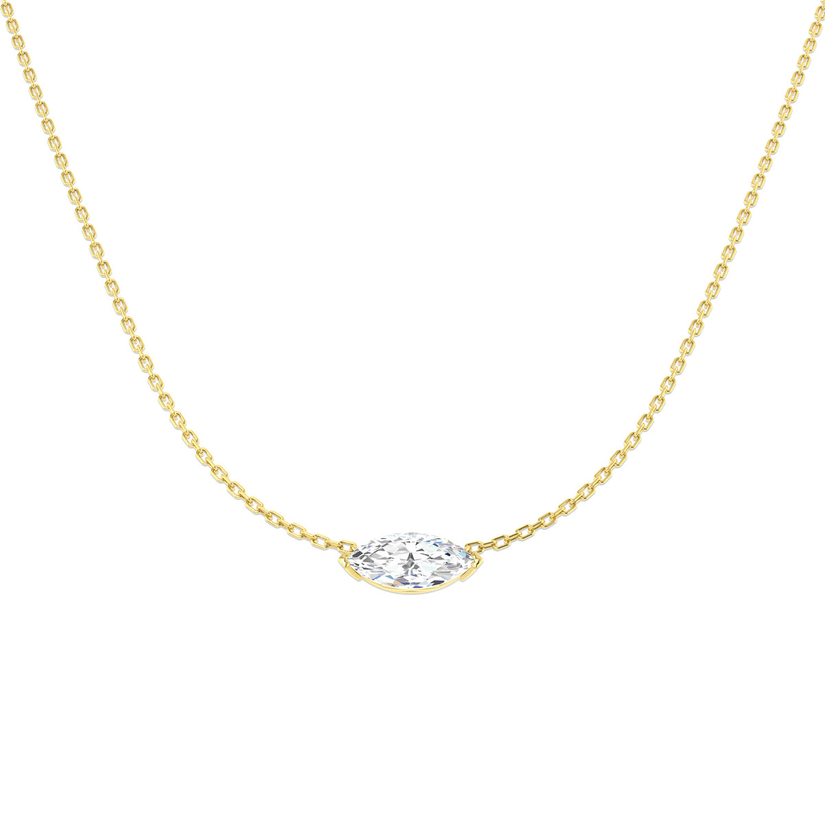 9ct Yellow Gold Marquise Lab Grown Diamond Necklace 1