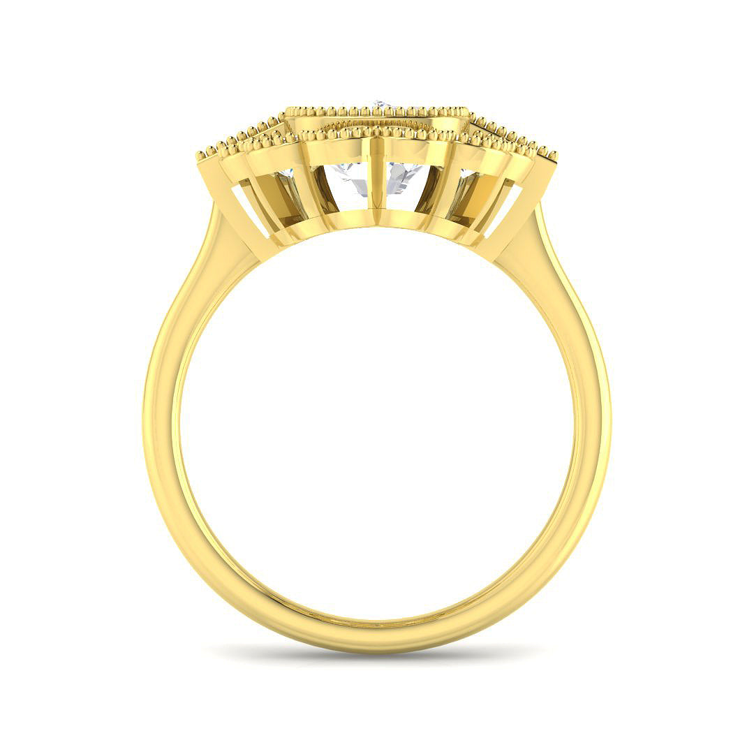 9ct Yellow Gold Baguette and Cushion Cvd Old Cut and Lab Grown Diamond Ring 2