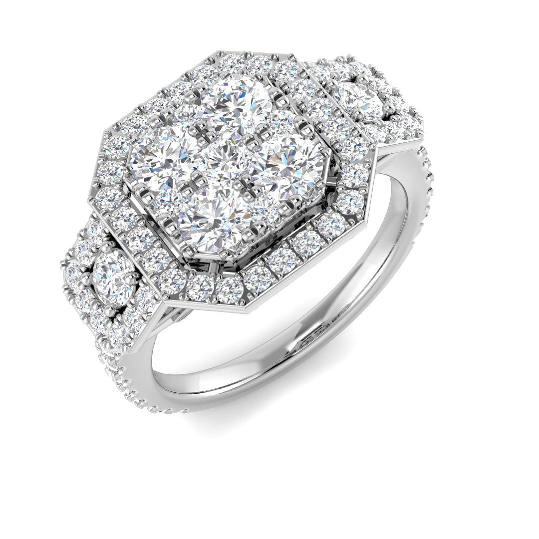 9ct White Gold Round Lab Grown Diamond Ring 1
