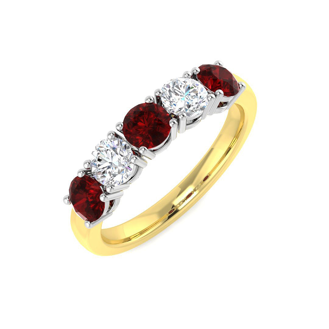 18ct Two Tone Round Ruby and Diamond Ring 1
