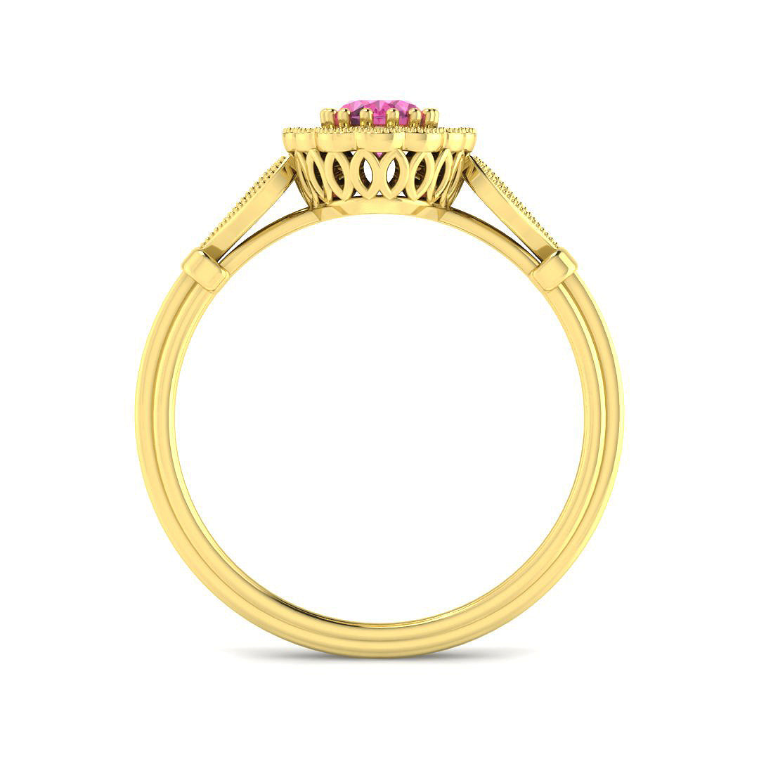 9ct Yellow Gold Oval Pink Sapphire and Diamond Ring 2