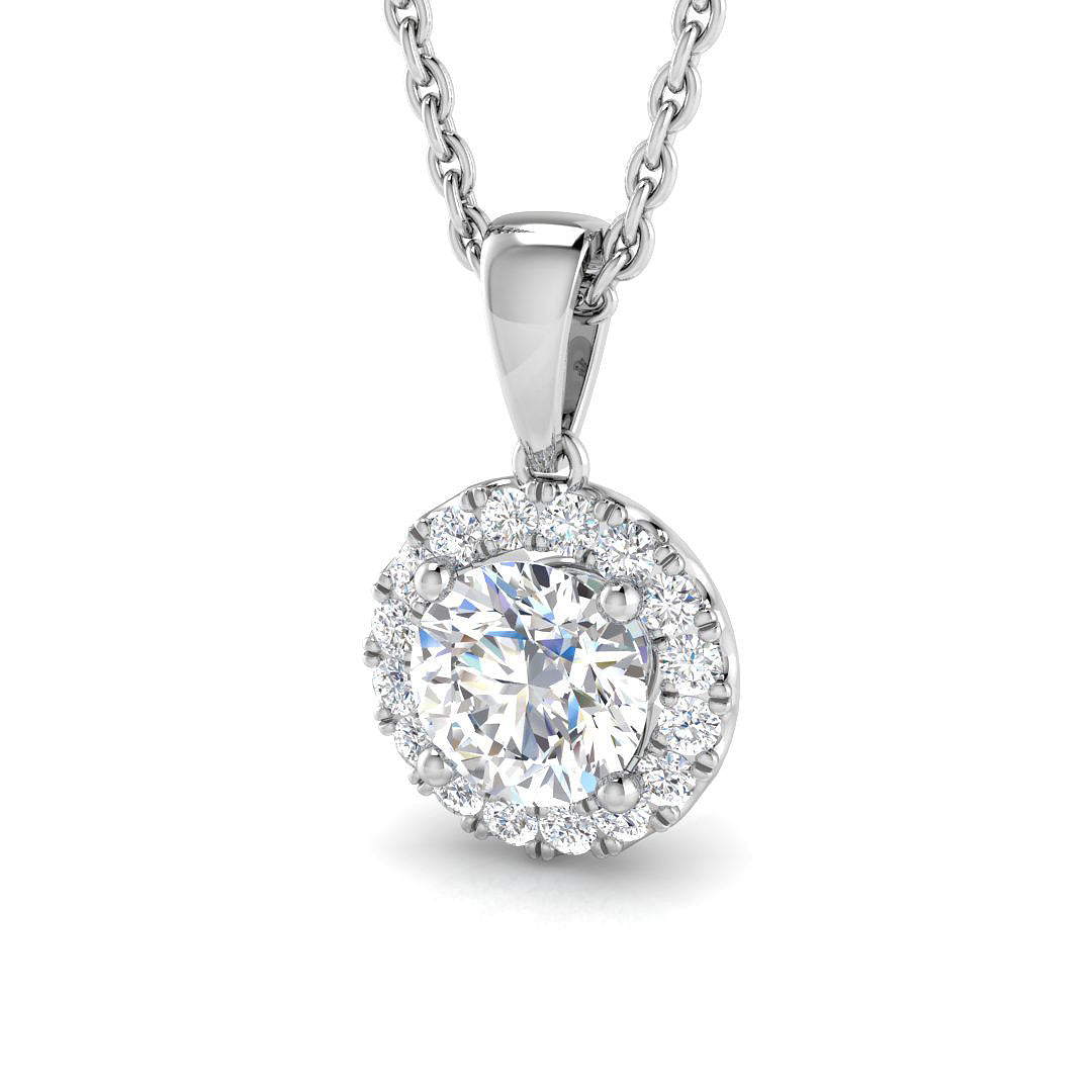 9ct White Gold Round Lab Grown Diamond Pendant 1