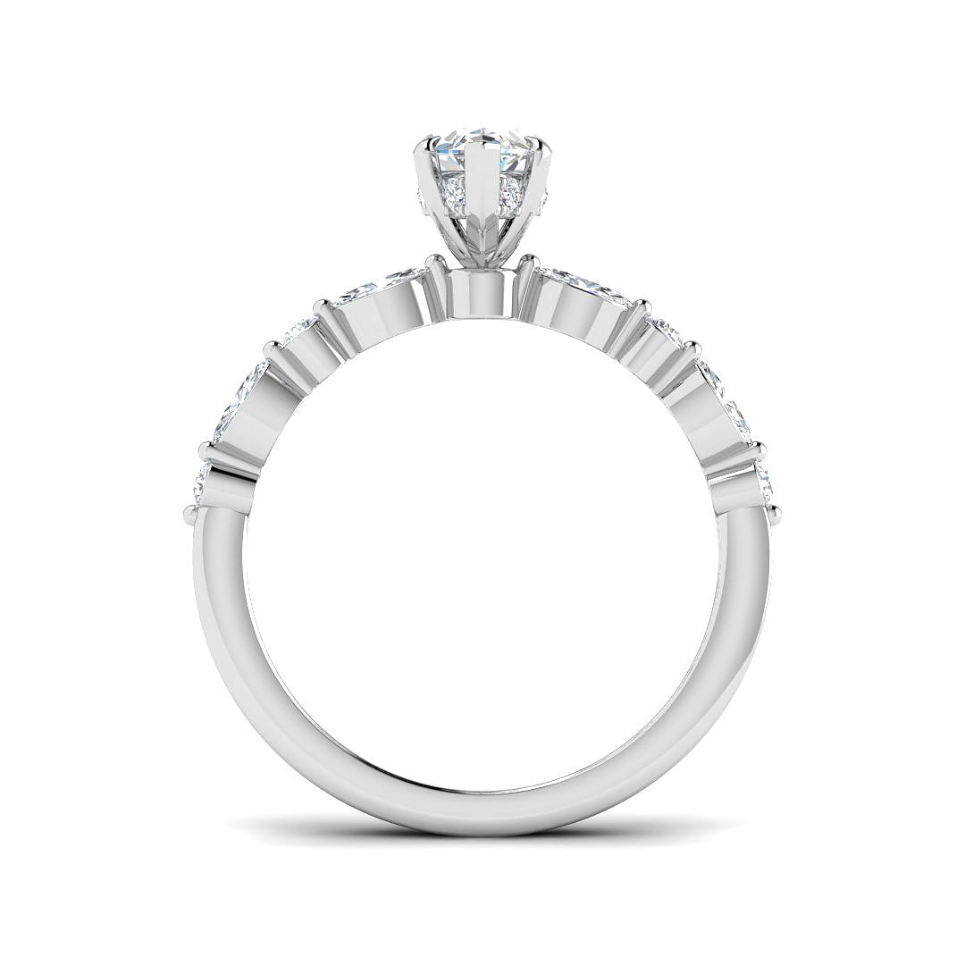 9ct White Gold Marquise Lab Grown Diamond Ring 2