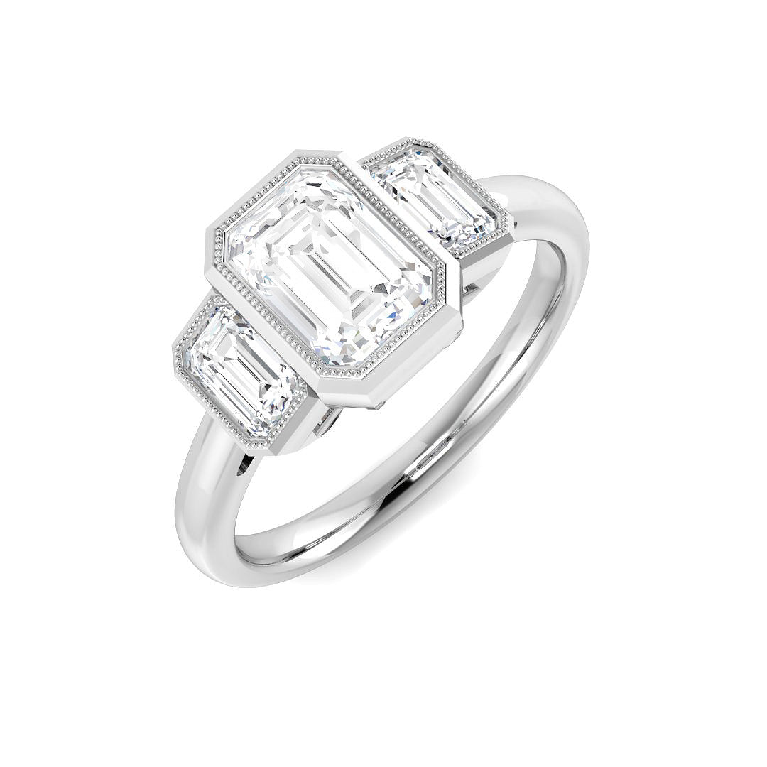 9ct White Gold Emerald Cut Lab Grown Diamond Ring 1
