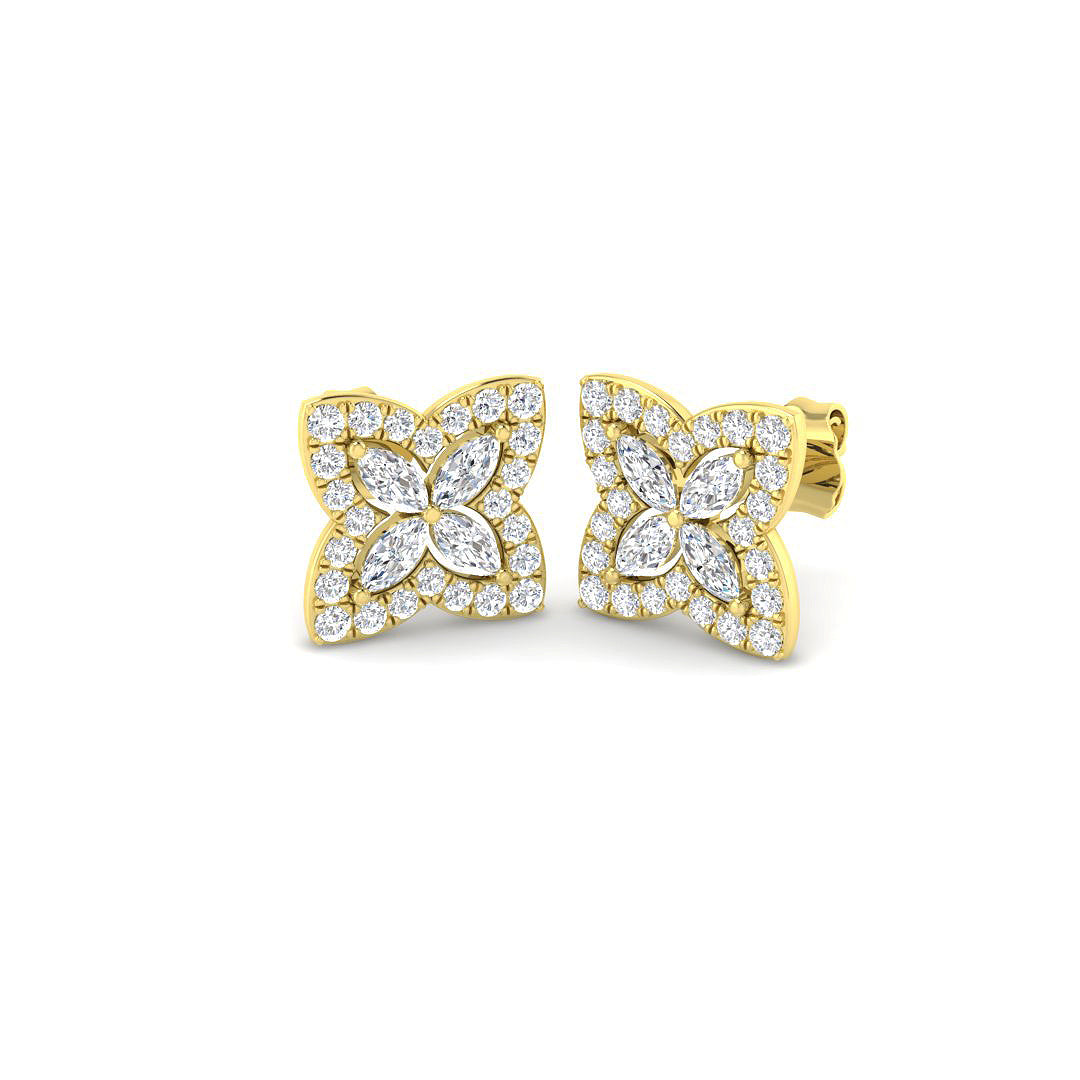 9ct Yellow Gold Marquise Lab Grown Diamond Earrings 1