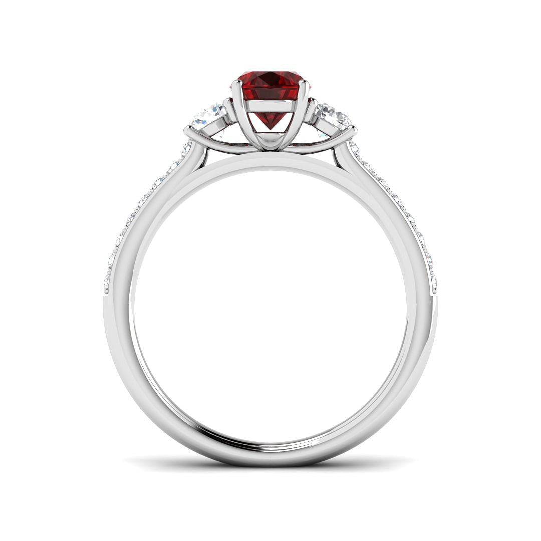 9ct White Gold Oval Ruby and Diamond Ring 2