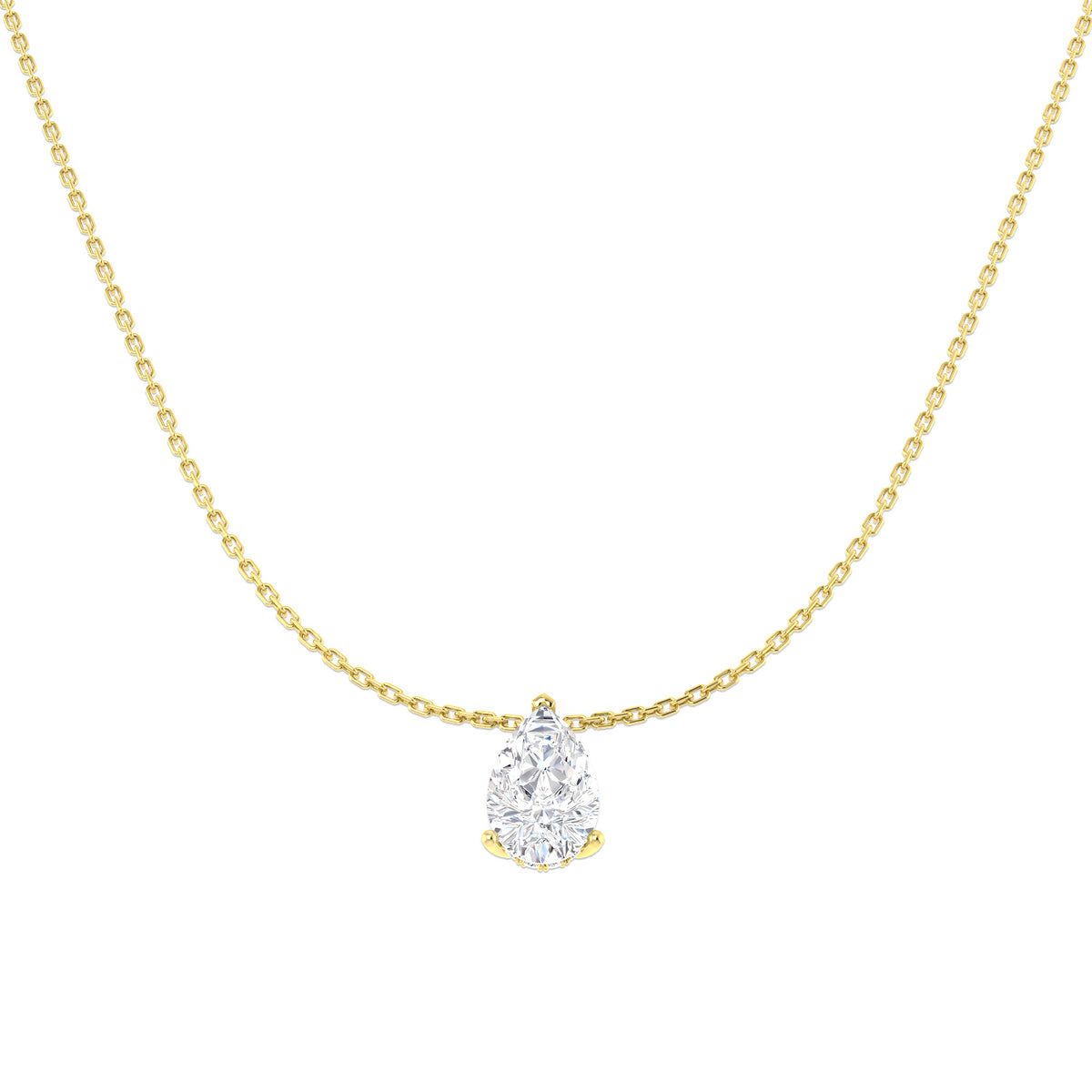 9ct Yellow Gold Pear Lab Grown Diamond Necklace 1