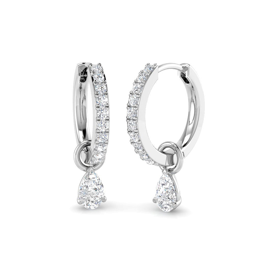 9ct White Gold Pear Lab Grown Diamond Earrings 1