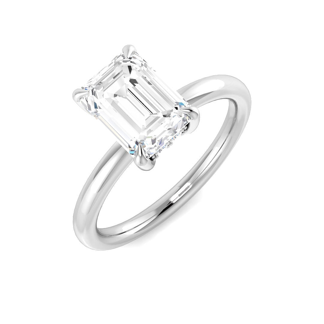 Platinum Emerald Cut Lab Grown Diamond Ring 1
