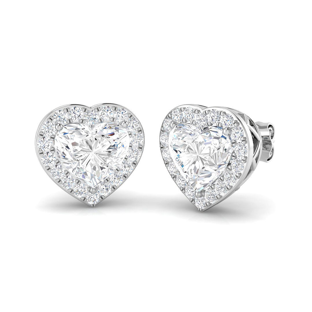 9ct White Gold Heart Lab Grown Diamond Earrings 1