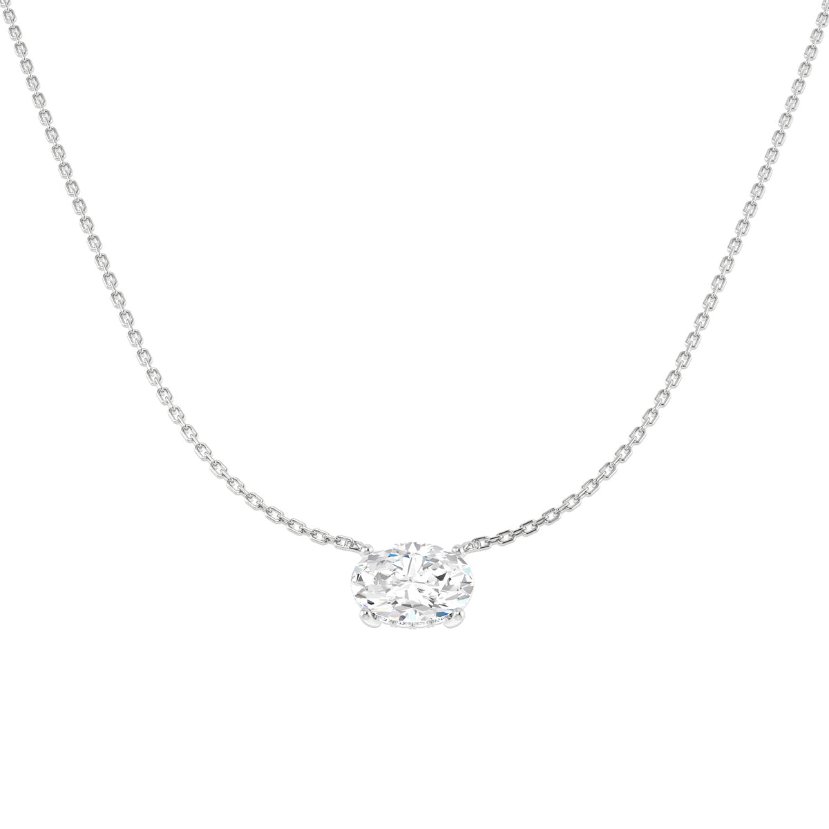 9ct White Gold Oval Lab Grown Diamond Necklace 1