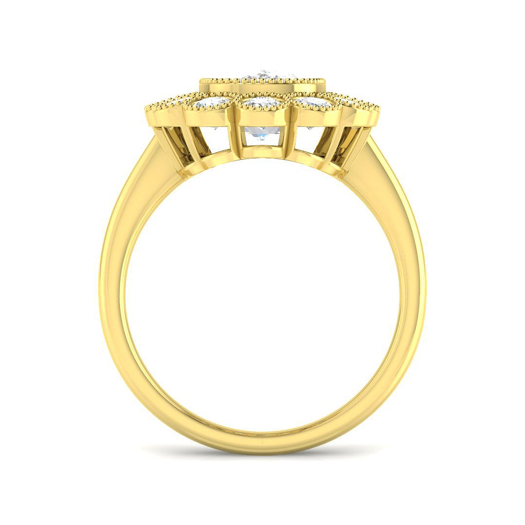 9ct Yellow Gold Cushion Cvd Old Cut Ring 2