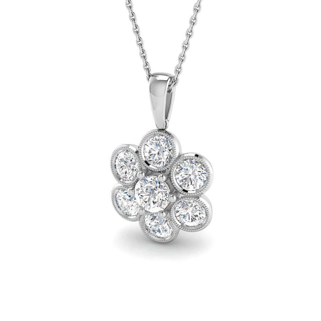 9ct White Gold Round Lab Grown Diamond Pendant 1