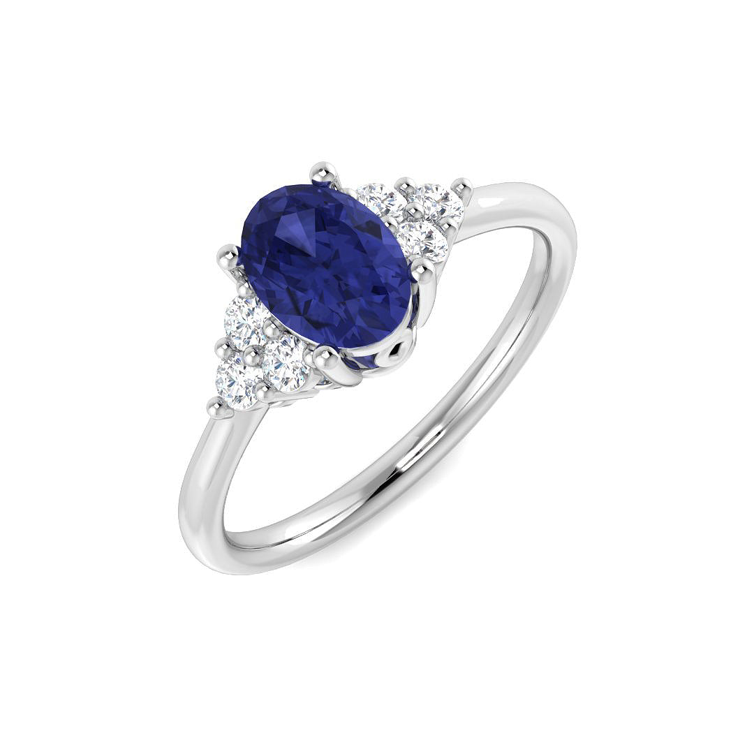9ct White Gold Oval Tanzanite and Diamond Ring 1
