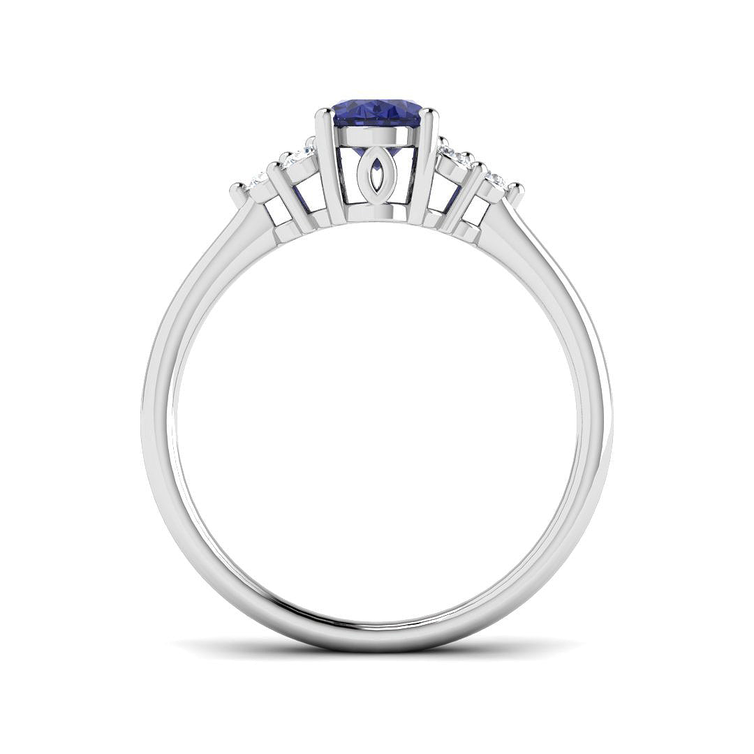 9ct White Gold Oval Tanzanite and Diamond Ring 2