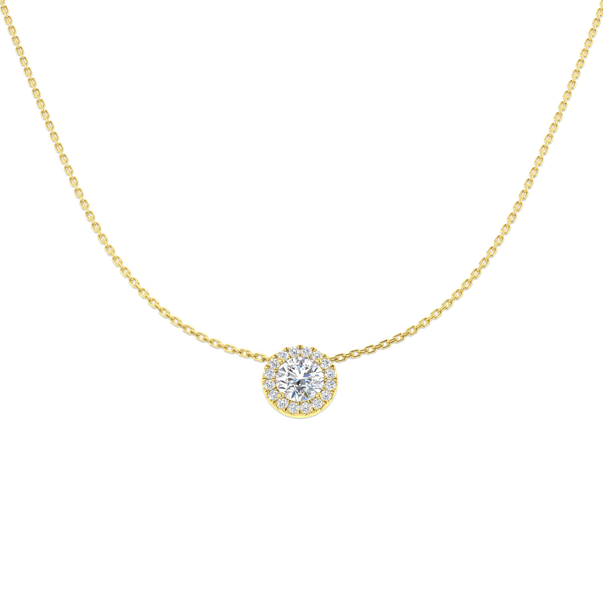9ct Yellow Gold Round Lab Grown Diamond Necklace 1