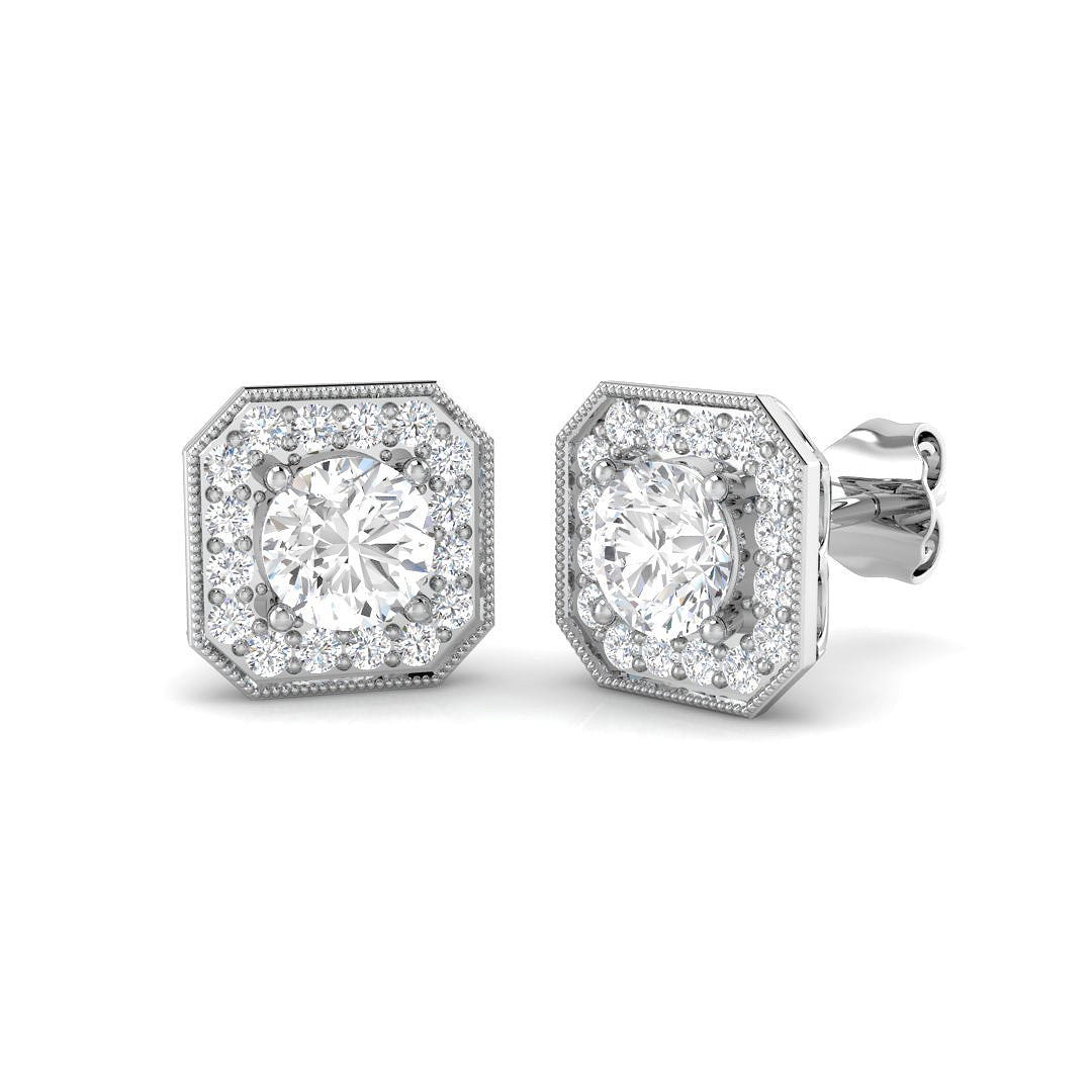 9ct White Gold Round Lab Grown Diamond Earrings 1
