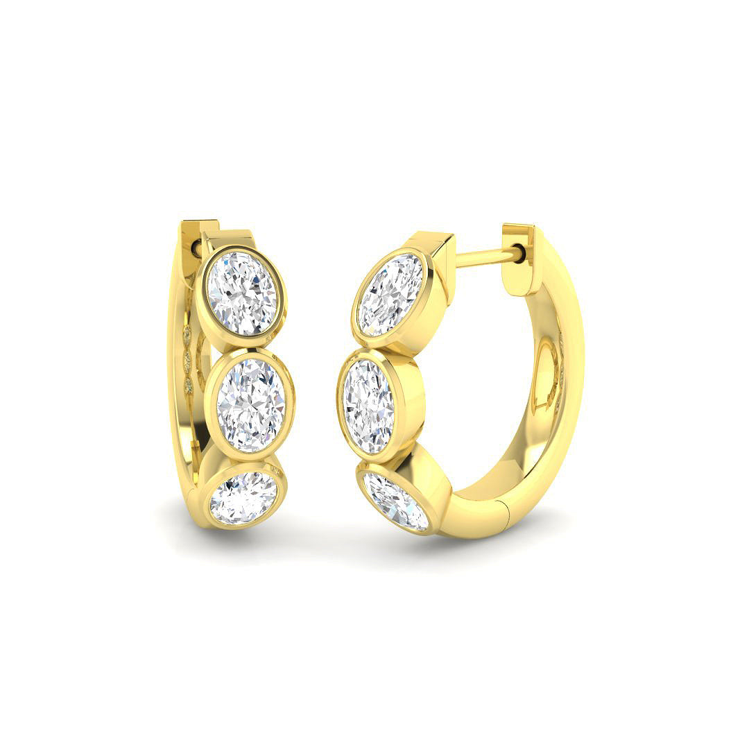 9ct Yellow Gold Oval Lab Grown Diamond Earrings 1