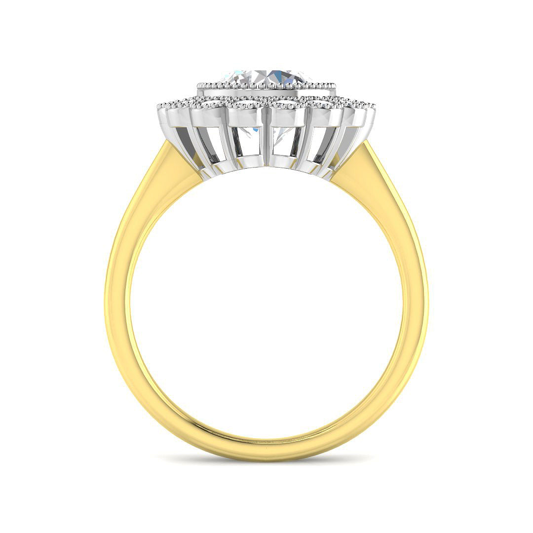 9ct Two Tone Round Cvd Old Cut Ring 2