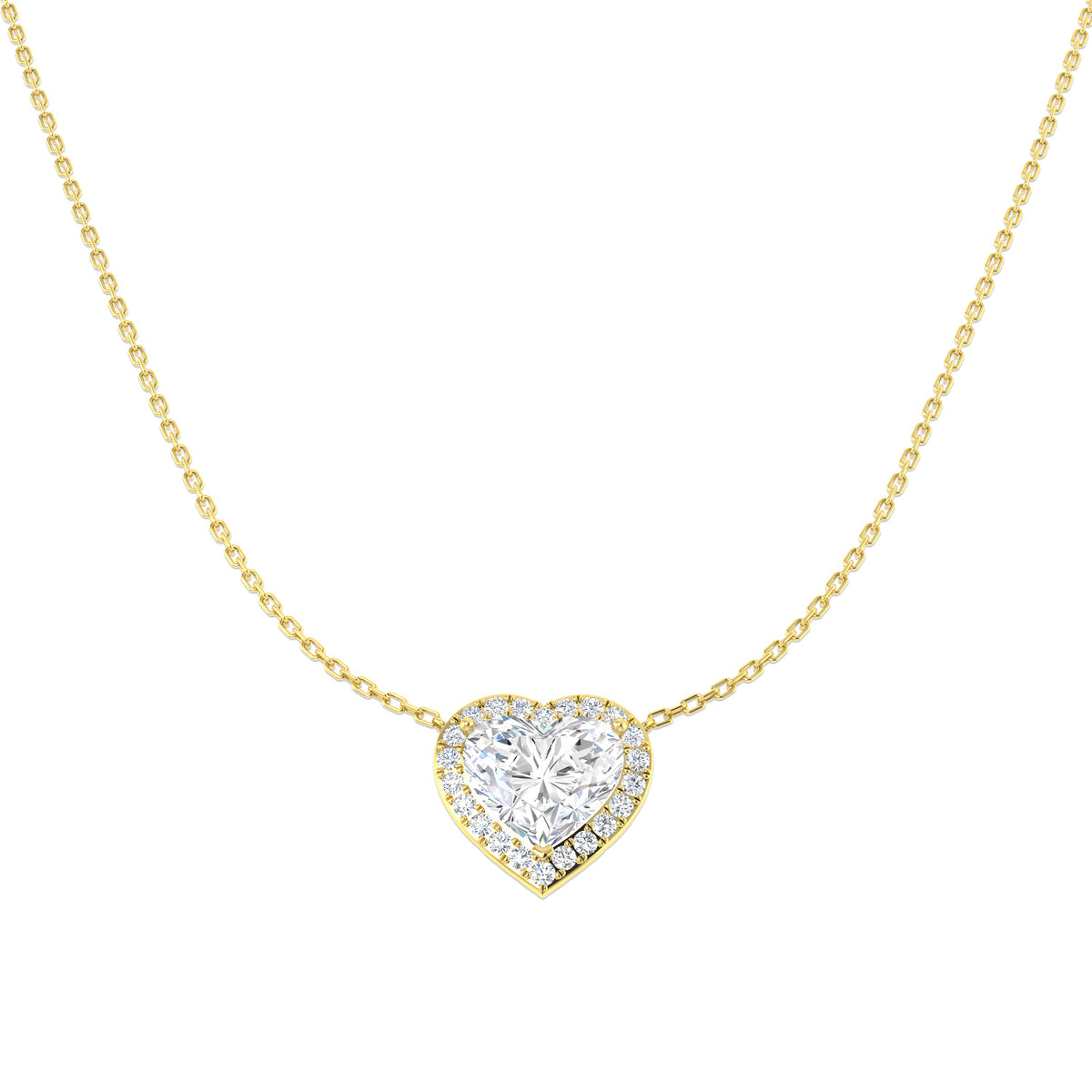 9ct Yellow Gold Heart Lab Grown Diamond Necklace 1