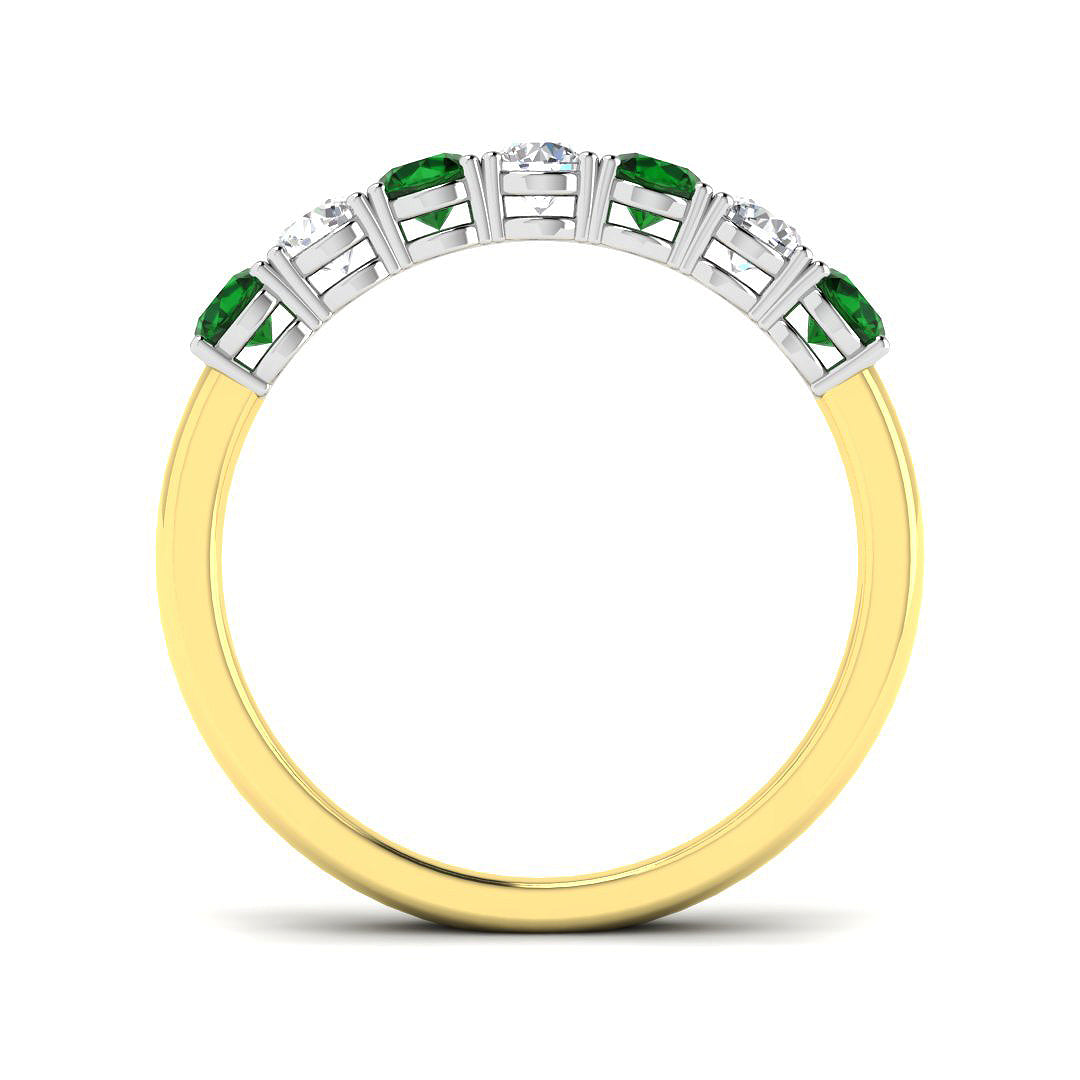 9ct Two Tone Round Emerald and Diamond Ring 2