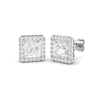 9ct White Gold Princess Lab Grown Diamond Earrings 1