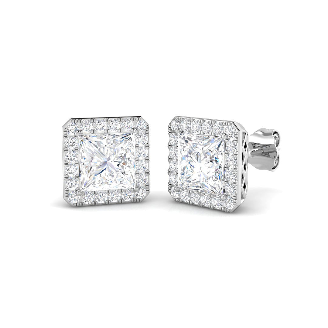 9ct White Gold Princess Lab Grown Diamond Earrings 1
