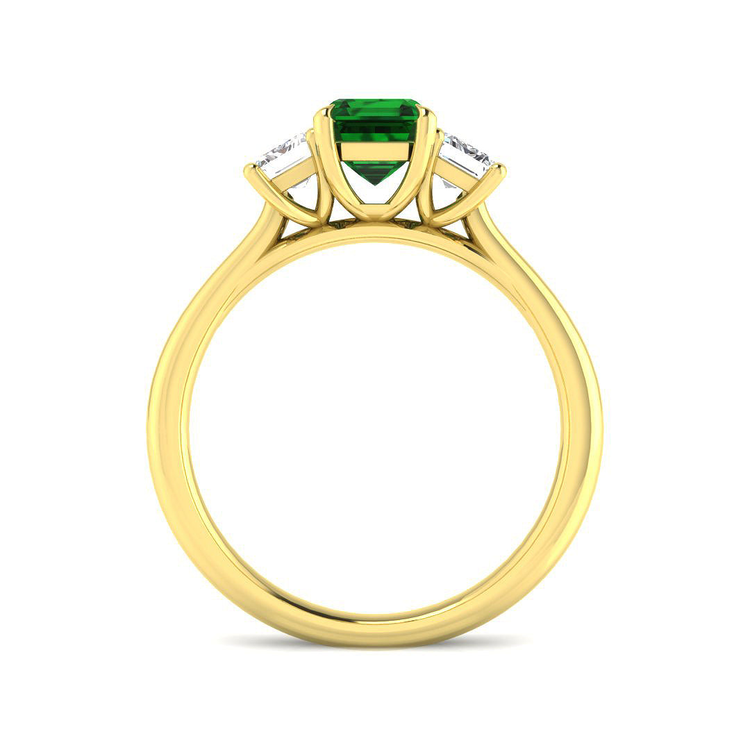 9ct Yellow Gold Emerald Cut Emerald and Diamond Ring 2
