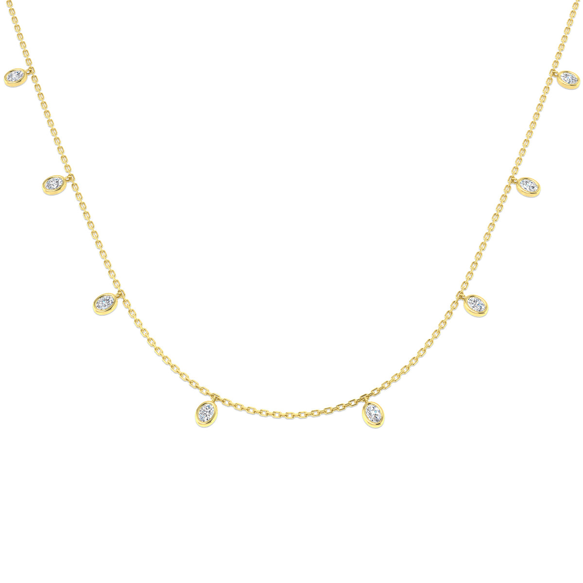 9ct Yellow Gold Oval Lab Grown Diamond Necklace 1