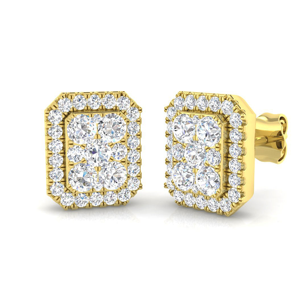 9ct Yellow Gold Round Lab Grown Diamond Earrings 1