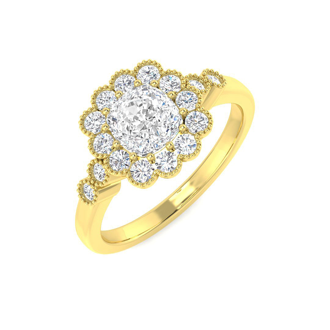 9ct Yellow Gold Cushion Diamond Ring 1