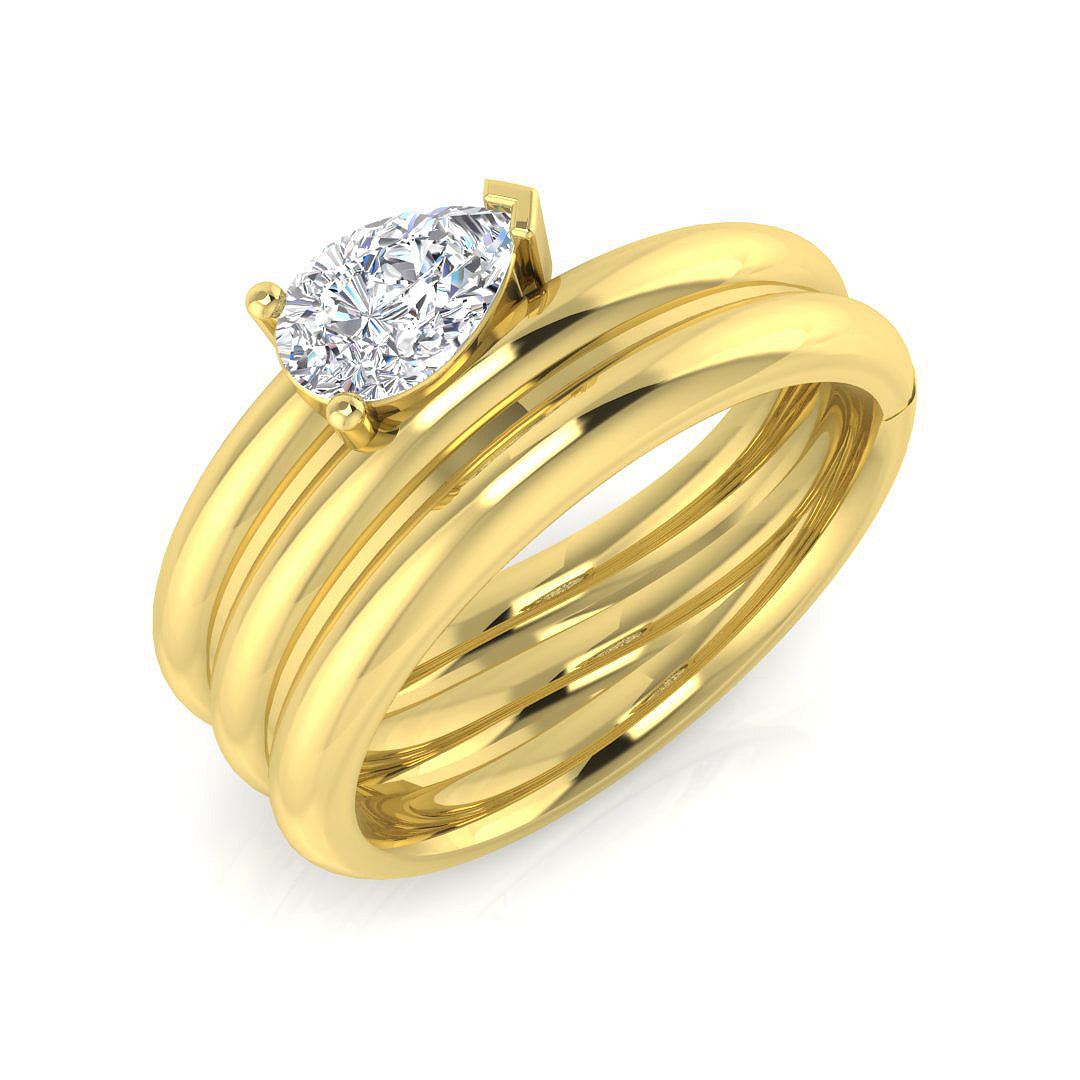 9ct Yellow Gold Pear Lab Grown Diamond Ring 1