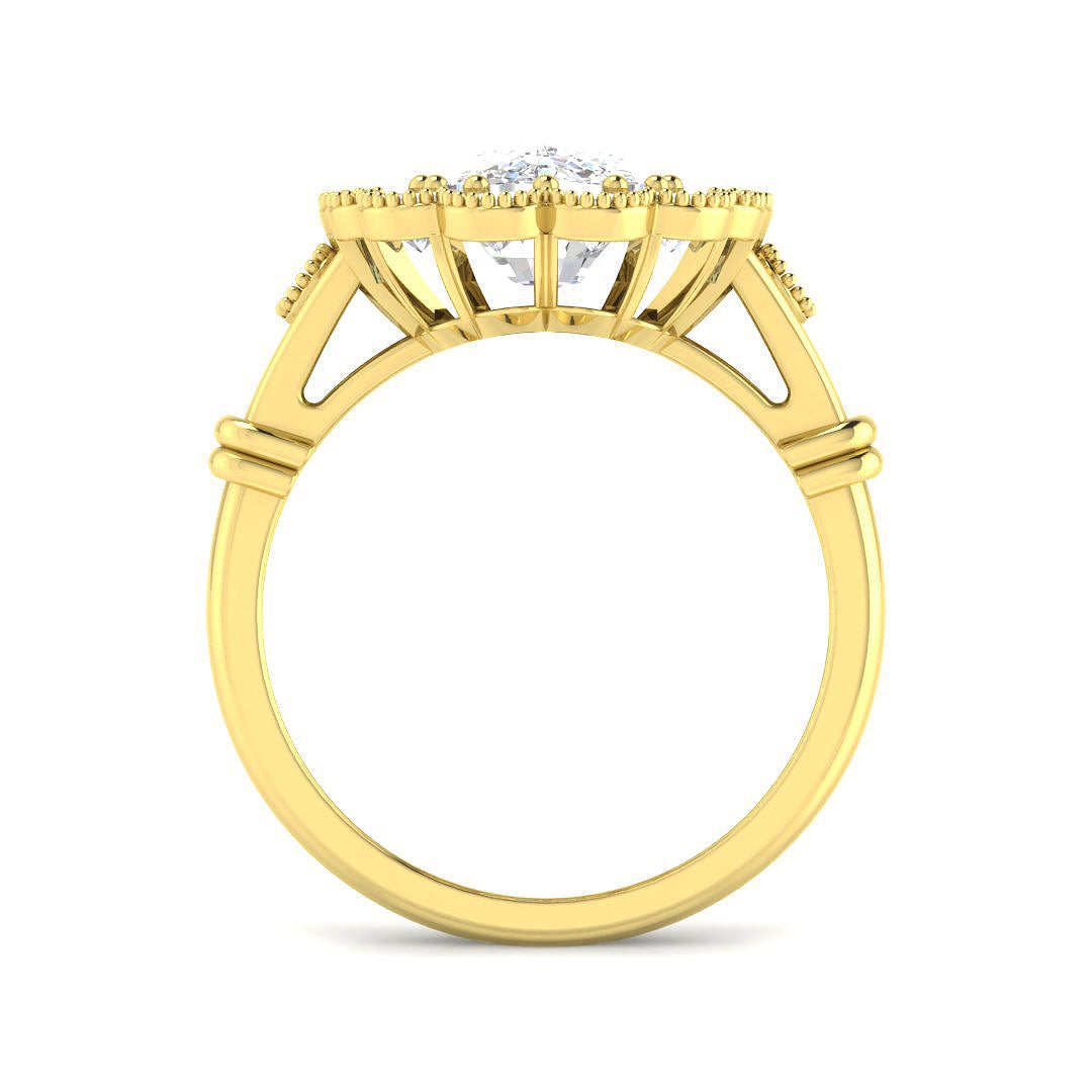 9ct Yellow Gold Cushion Cvd Old Cut Ring 2