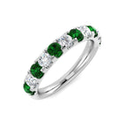 9ct White Gold Round Emerald and Diamond Ring 1