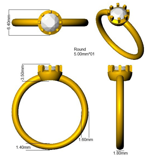 9ct Yellow Gold Round Lab Grown Diamond Ring 3