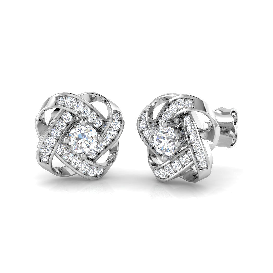 9ct White Gold Round Lab Grown Diamond Earrings 1