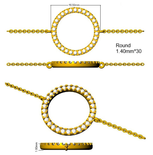 9ct Yellow Gold Round Lab Grown Diamond Bracelet 2