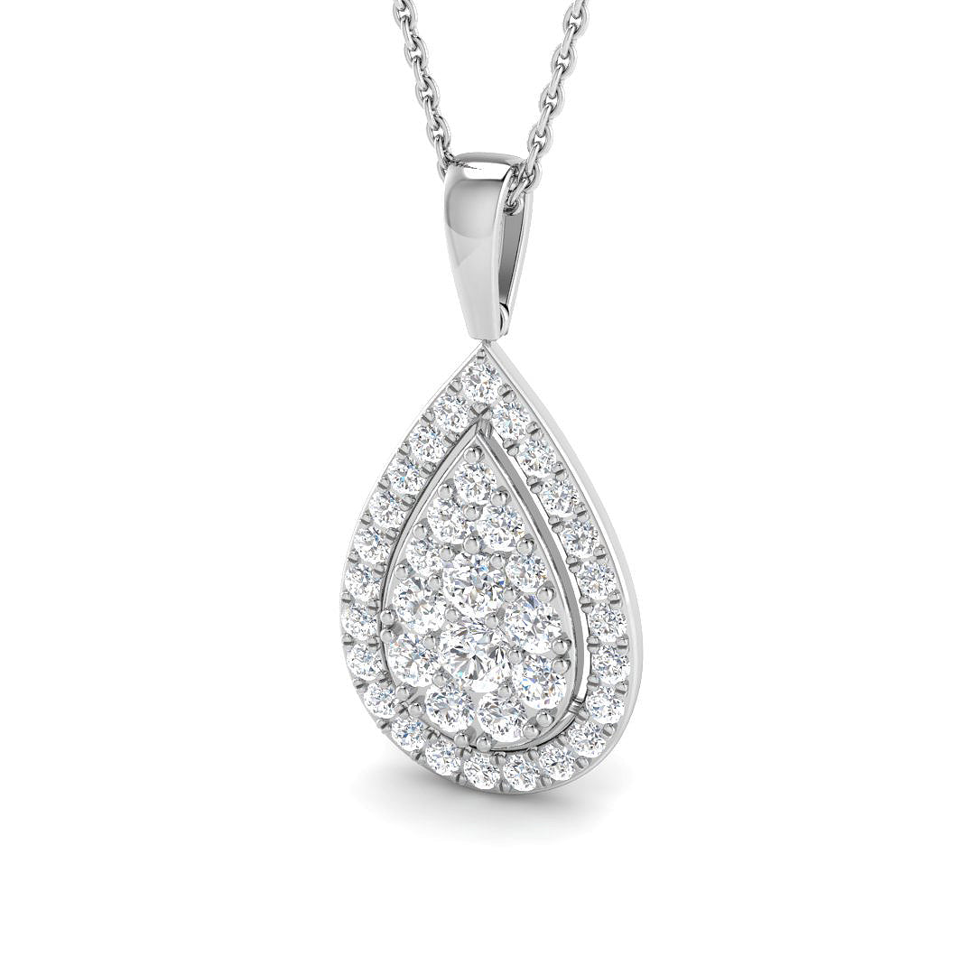 9ct White Gold Round Lab Grown Diamond Pendant 1