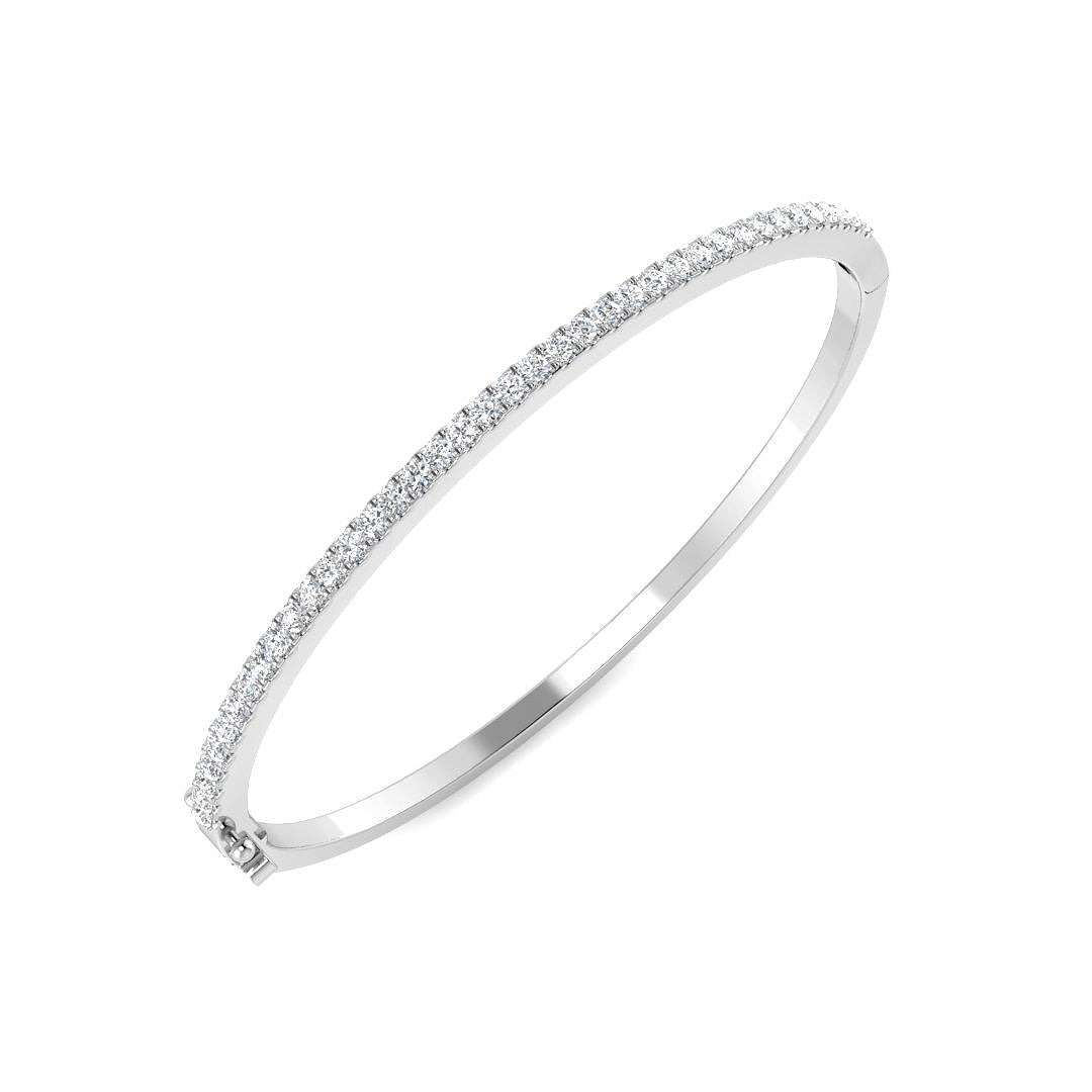 9ct White Gold Round Lab Grown Diamond Bangle 1