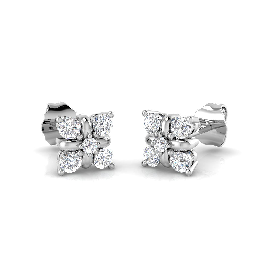 9ct White Gold Round Lab Grown Diamond Earrings 1