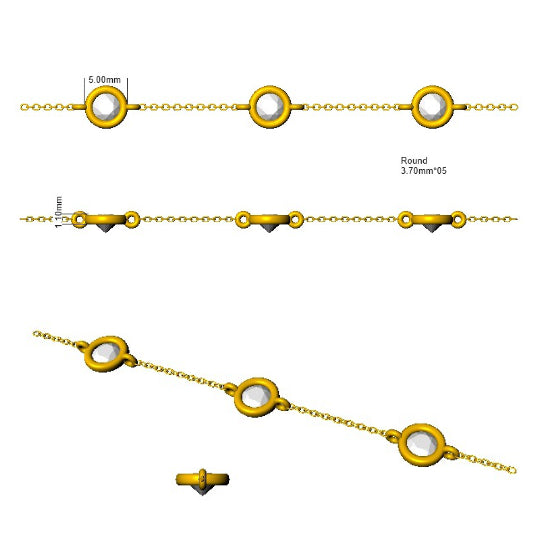 9ct Yellow Gold Round Lab Grown Diamond Bracelet 2