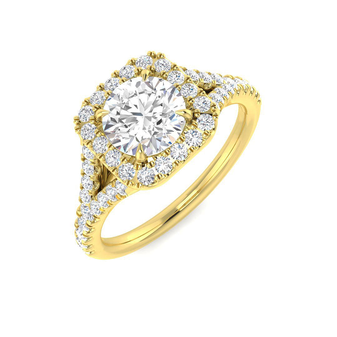 18ct Yellow Gold Round Lab Grown Diamond Ring 1