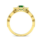 9ct Yellow Gold Oval Emerald and Diamond Ring 2